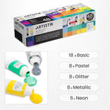 Acrylic Paint Set With 48 Opaque & Vibrant Colors For Beginners & Students – 22Ml Tubes Of Artist-Quality Acrylic Paints For Painting On Different Surfaces