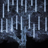 Christmas Meteor Shower Lights Outdoor 864 LED 24 Tube Waterproof White Icicle Snow Falling Plug In Lights