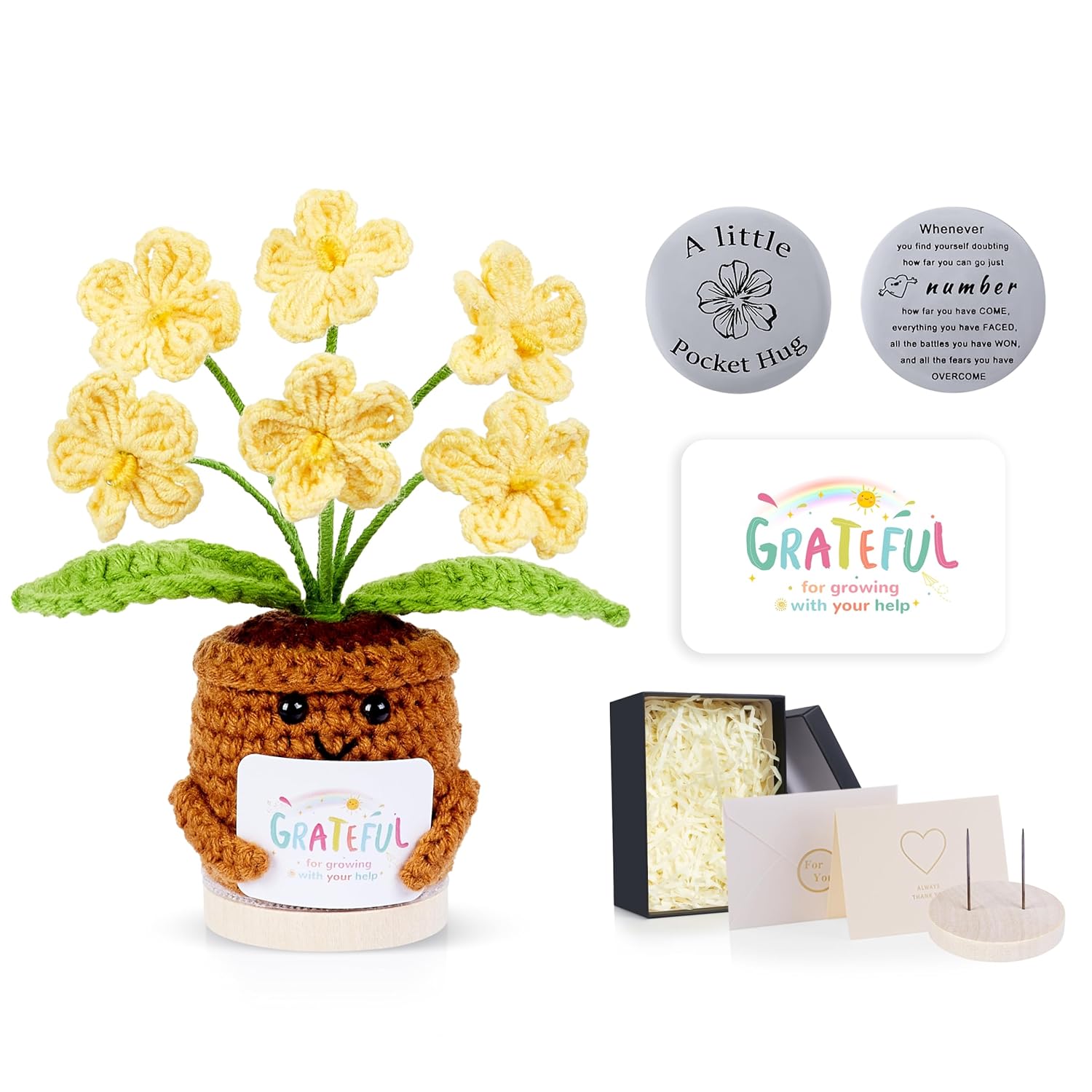 Handmade Mini Gifts For Teachers Coworkers Yellow Crochet Flowers Forget Me Not Graduation Thank You Gifts For Women Cute Crochet Flower For Mom Friend