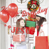 Happy Birthday Jesus Banner Red Glitter And Happy Birthday Jesus Cake Topper, Christmas Birthday Banner For Christian Christmas Jesus’S Birthday Party Decorations