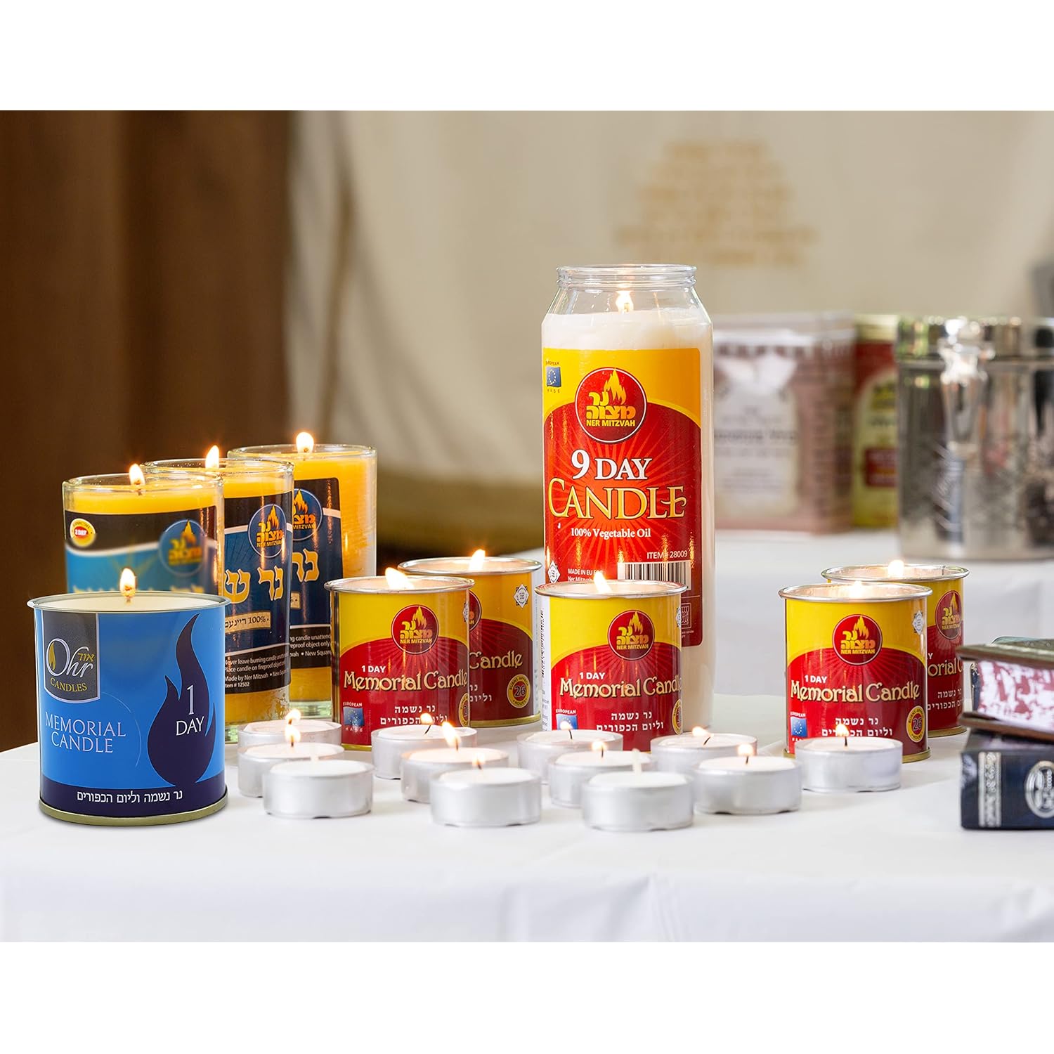1 Day Yahrzeit Candle - 6 Pack - 24 Hour Kosher Yahrtzeit Memorial And Yom Kippur Candle In Tin Cup Holder