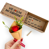 Will You Be My Valentine Card – Handmade Cute Love Card Matchbox With Mini Rose, Surprise Gift, I Love You Box, Valentines Day Gift For Her, Him, Wife, Husband, Or Girlfriend, Boyfriend, Couples