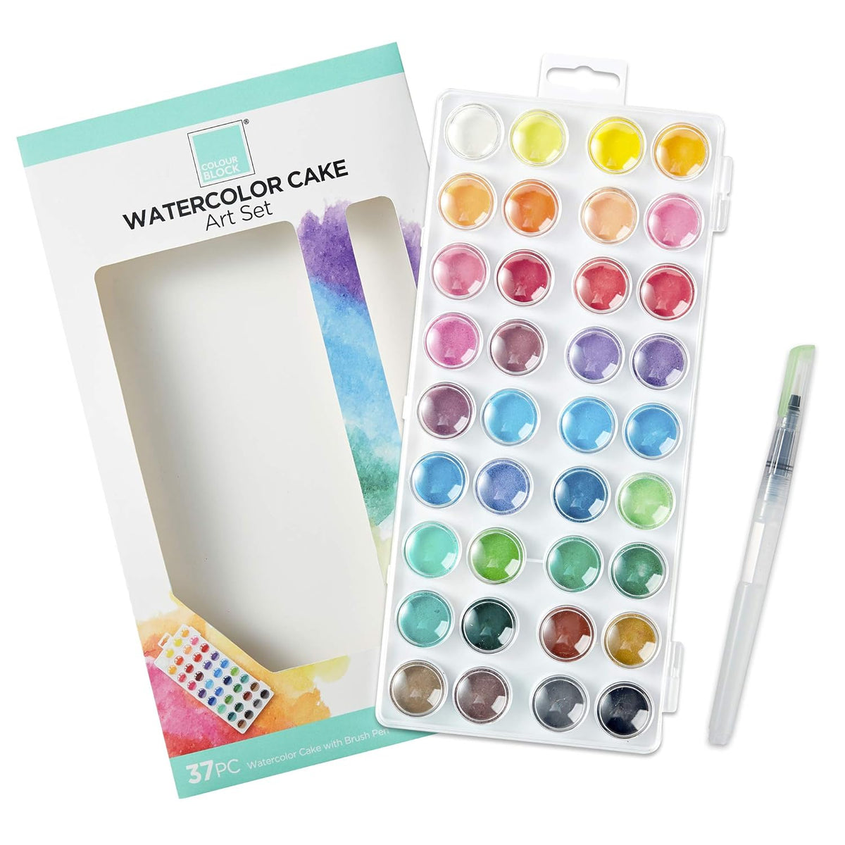 36 Pc Cake Pan Watercolor Palette With Paintbrush – Artist Watercolor Set For Beginners And Creative Practice, Art Supplies With Vibrant Water Colors