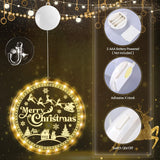 Merry Christmas Window Light Decorations Xmas Led Decorative Window Battery Operated 3D Acrylic Hanging Light With Sucti
