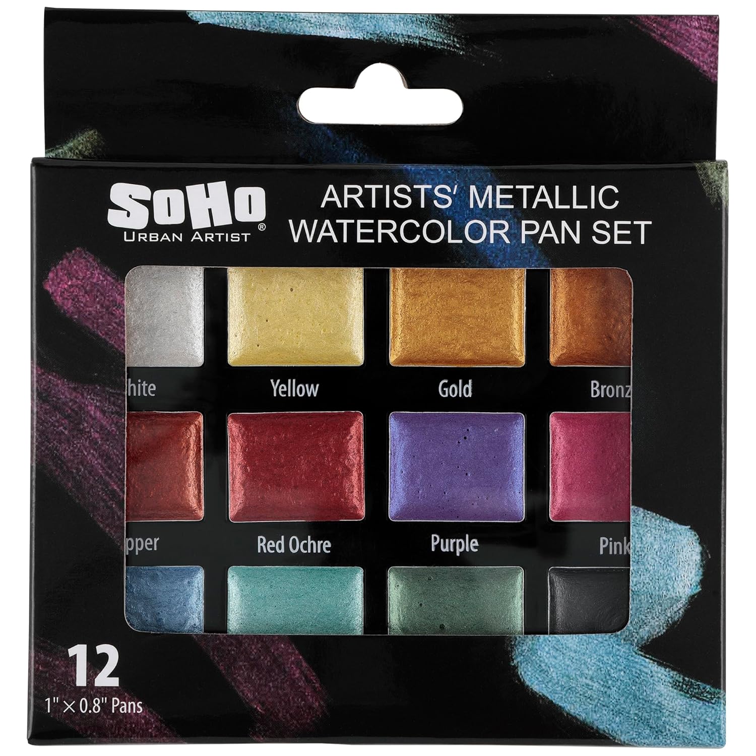 Metallic Watercolors Set – 12 Vibrant Metallic Half Pans In Travel Case – Professional Shimmer Watercolor Paint Set For Artists, Crafters & Mixed Media