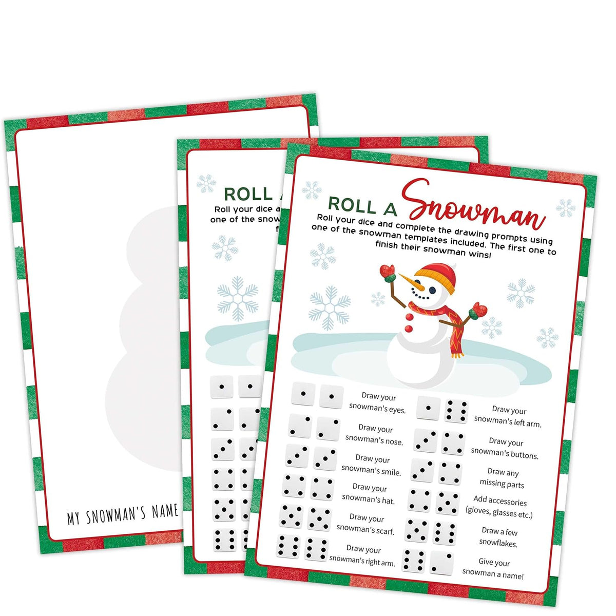 Roll A Snowman Christmas Party Game - 25 Players, Family & Adults, Holiday & Winter Activity
