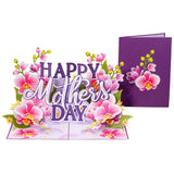 Happy Mothers Day Card, Mother'S Day Pop Up Card, 3D Orchids, For Mom, Wife, Grandma - 5" X 7" Cover - Includes Envelope And Note Tag