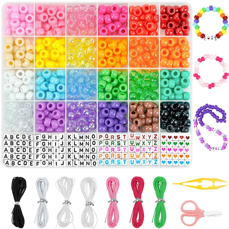 Bracelet Making Kit, Friendship Bracelet Kit 24 Colors Pony Beads For