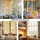 200 LED Ivy Vine Fairy Lights 6.5FT x 6.5FT Curtain Lights with Remote Warm White Artificial Leaf String Lights for Bedroom Wedding Party Wall Dorm Decor Indoor Outdoor