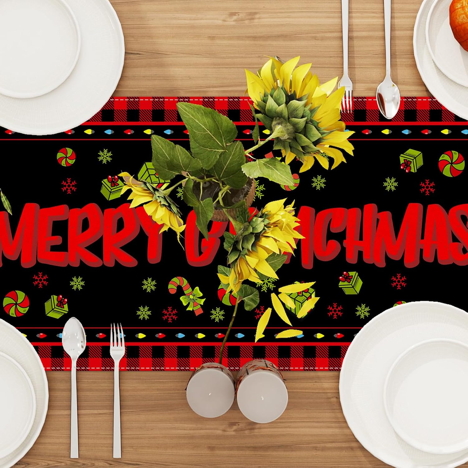 Christmas Table Runner 13X72 Inch Christmas Xmas Winter Holiday Decorations And Supplies For Home Kitchen Dining Room Table Decor