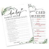 Baby Family Feud Baby Shower Game, 30 Greenery And White Game Cards For Girl Boy With 1 Answer Card, Gender Reveal Games, Baby Announcement,Party Favor & Supplies-B12