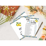 Blue Tiles And Lemons The Wedding Shoe Game For 30 Guests With Game Cards, Lemons Bridal Shower Game, Modern Bridal Shower Decorations, Wedding Shower Or Bachelorette Party Supplies - 02