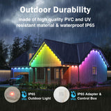 100Ft Smart Rgb Outdoor Lights With 60 Led, 8000 Hour Long Life, Waterproof, Permanent Christmas Lights For Daily Decora