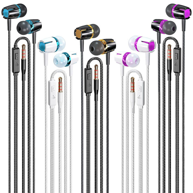 Wired Earbuds 5 Pack, Earbuds Headphones With Microphone, Earphones With Heavy