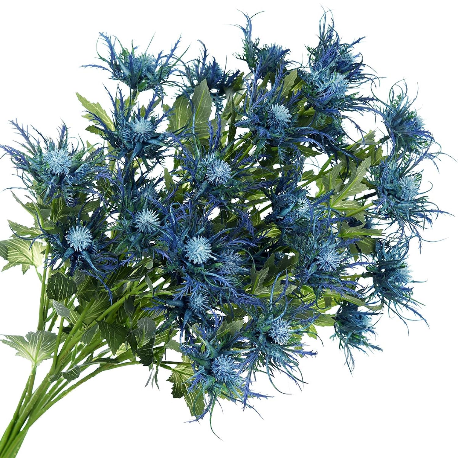FiveSeasonStuff Real Size Artificial Thistle Flowers Real Touch 8 Stems Rustic Blue Thistle Decor Spray Eryngium | Sea Holly for Wedding Bouquet Centerpiece 26 inches