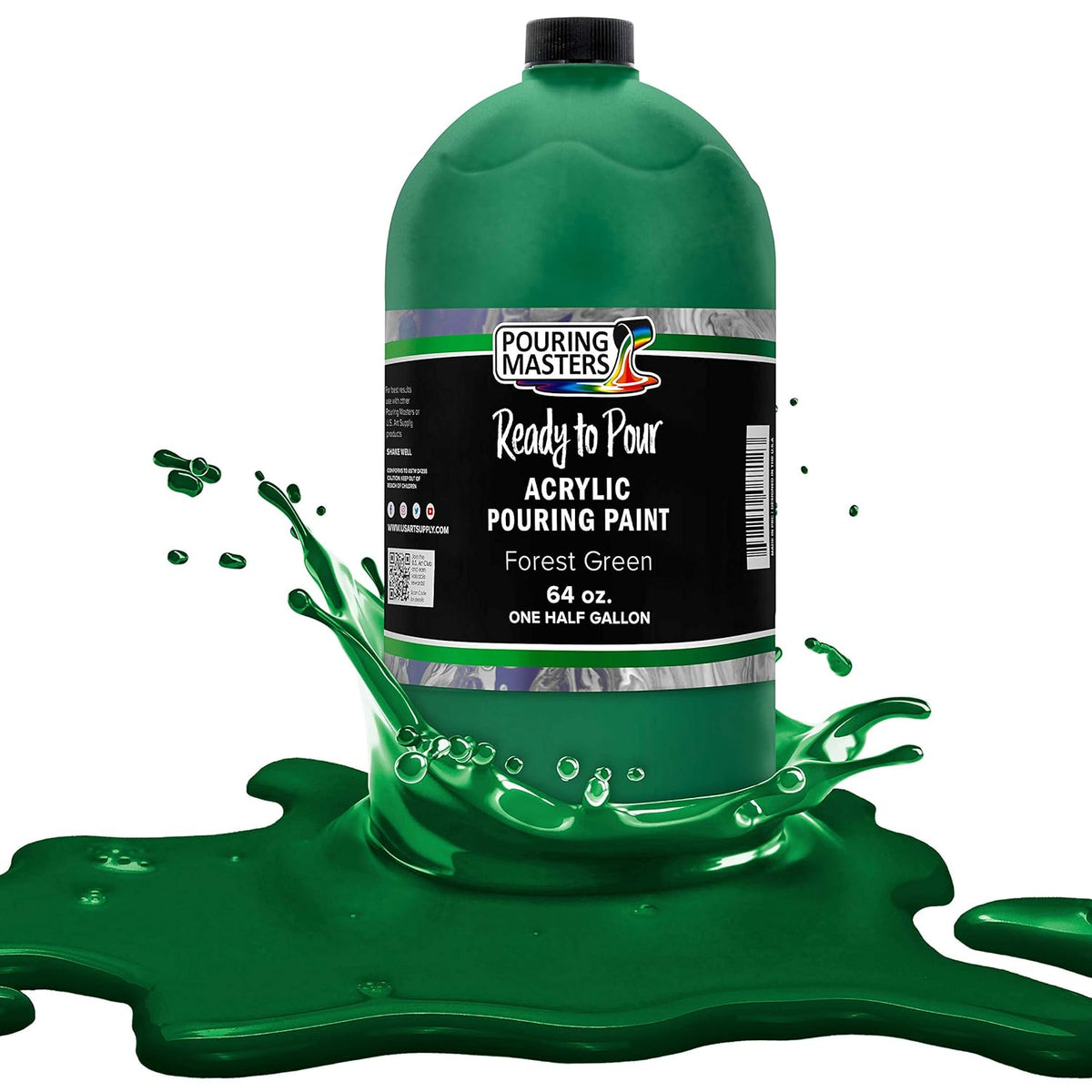 Pouring Masters Forest Green Ready To Pour Acrylic Pouring Paint - Premium 64-Ounce Pre-Mixed Fluid Acrylic Paint - Fluid Art Supplies For Canvas, Wood, Paper, Tile & Rocks