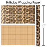 Birthday Wrapping Paper Rroll, Happy Birthday Kraft Gift Wrap For Boys Girls Men Women 17 In X 33 Ft