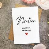 19Th Anniversary Card, Nineteen Years Down Forever To Go, Romantic Valentines Day Wedding Card For Husband Wife
