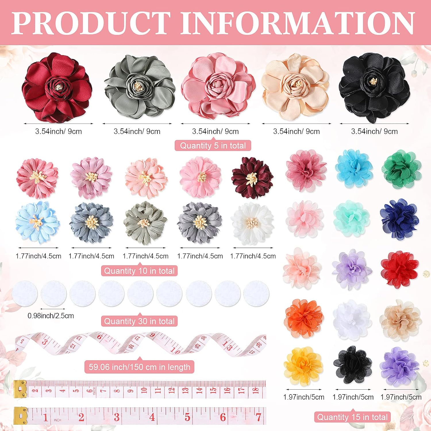 Baby Shower Games Diy Headband Making Kit Include Wooden Game Sign 60 Elastic Cute Flowers Hairbands 10 Round Fabrics With Tape For Baby Shower Guest Games(Greenery)