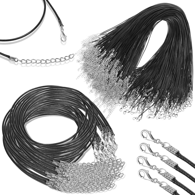 500 Pieces Waxed Necklace Cord Bulk 1.5 Mm Black Waxed Cotton Cord With Clasp