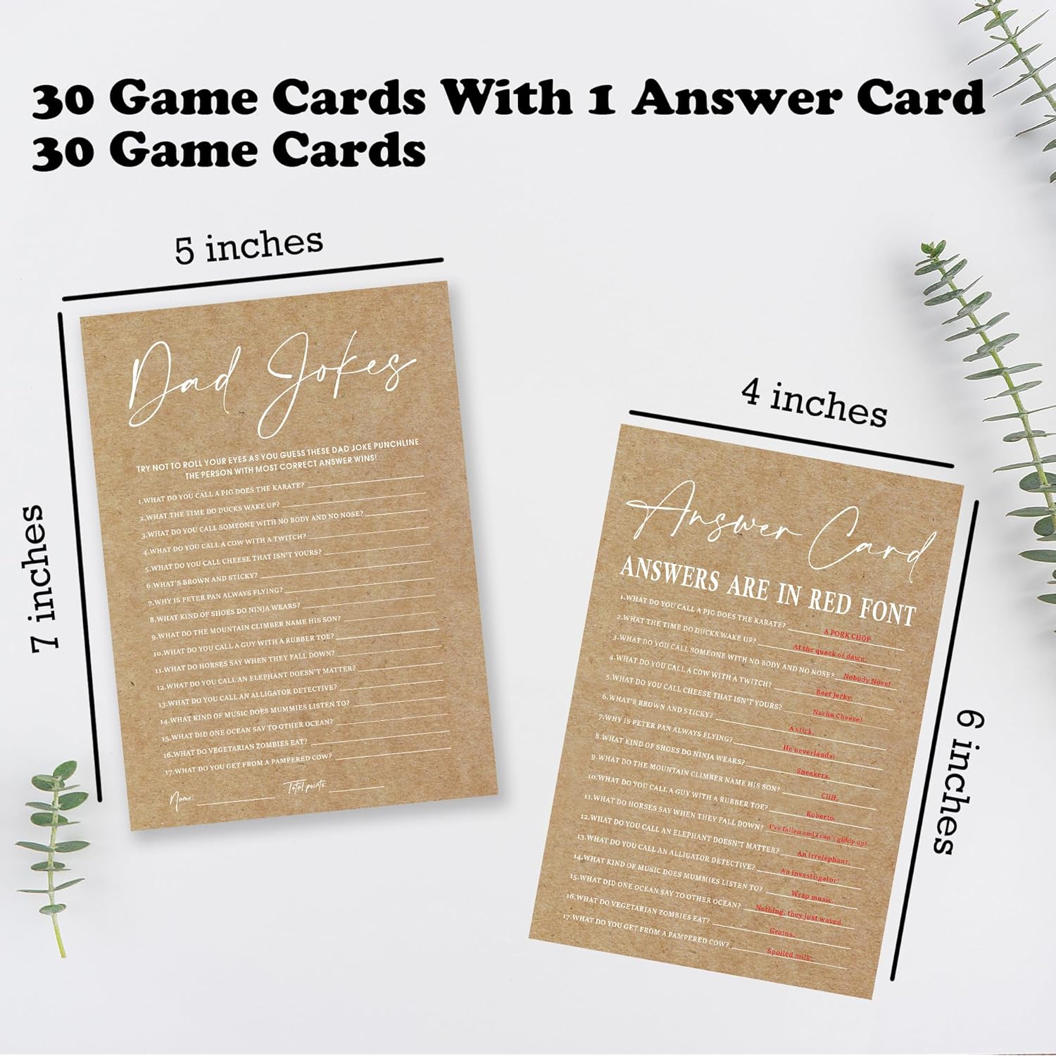 Kraft Paper Baby Shower Games, 30 Minimalism Dad Jokes Game Cards With 1 Answer Card For Boy Or Girl, Gender Reveal, Baby Shower Game Activity, Party Favors And Supplies-16