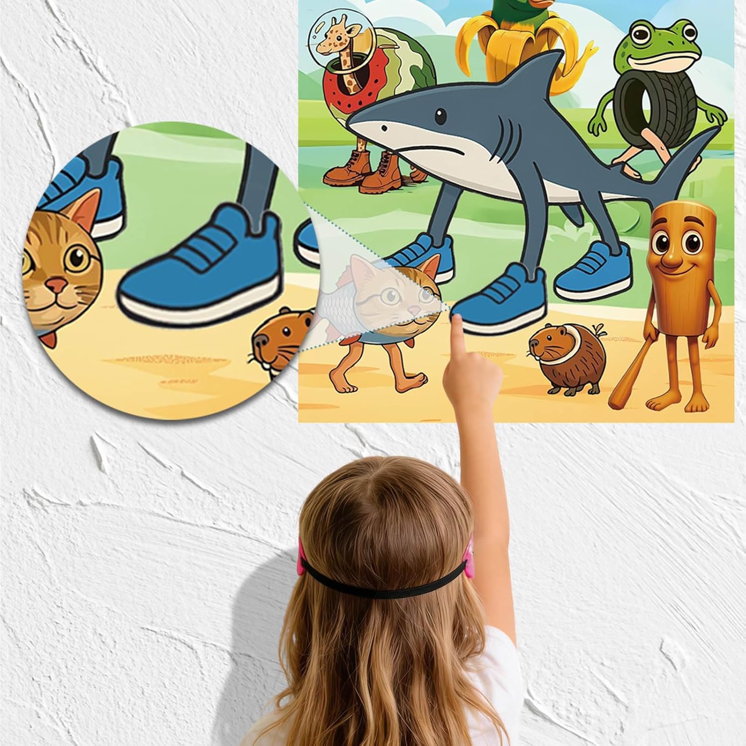 Italian Brainrot Party Game, Pin The Tail Party Game Set With 24 Stickers And And 2 Blindfolds, Tralalero Birthday Party Supplies Decorations For Girls Boys?Tralalero Tralala?
