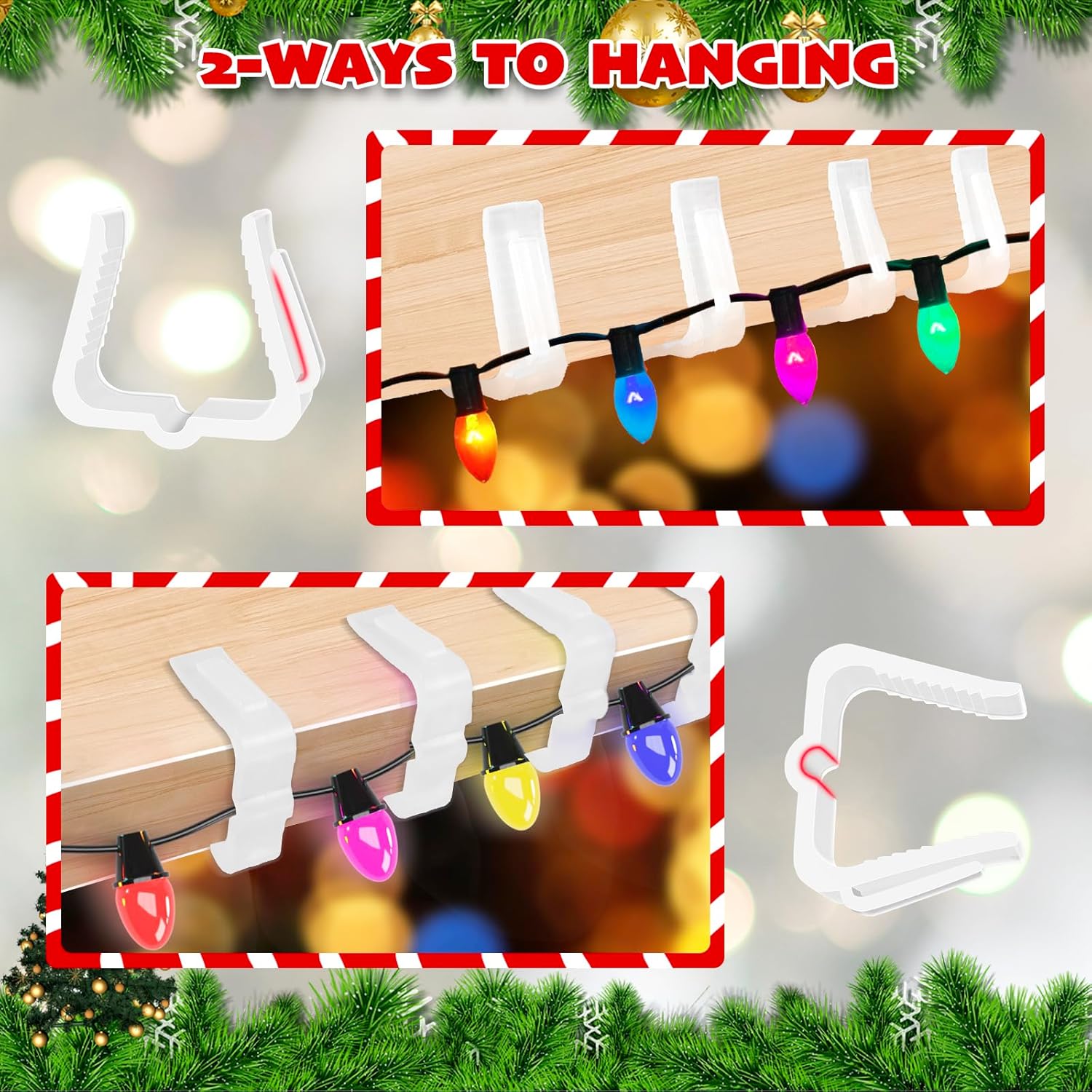 Christmas Light Hanger Clips, Fascia Board Clips, Deck Banister Light Clips, Plastic Holiday Light Clips For Christmas Fascia Board Roof Gutter Fence Eave Decoration (30 Pcs, 1 5/8")