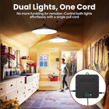 Solar Shed Light Dual Lamp 2000LM Indoor Outdoor Pendant Light with Pull String