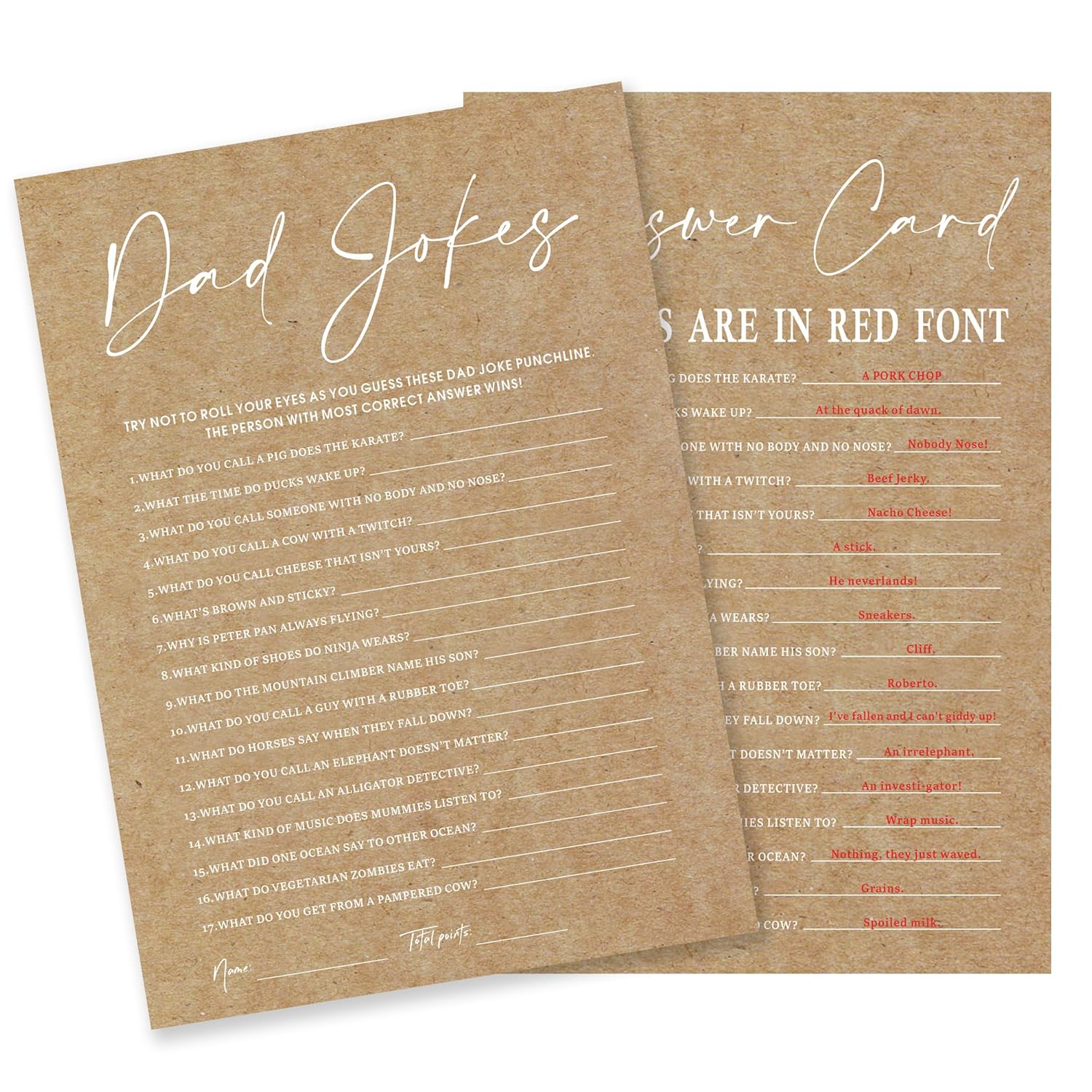 Kraft Paper Baby Shower Games, 30 Minimalism Dad Jokes Game Cards With 1 Answer Card For Boy Or Girl, Gender Reveal, Baby Shower Game Activity, Party Favors And Supplies-16