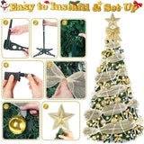 6Ft Pop Up Christmas Tree With Lights, Collapsible Artificial Christmas Tree With 8 Lighting Modes And Timer Remote, Easy Storage, Pre-Lit Xmas Tree For Home Office Apartment Party Holiday Decor