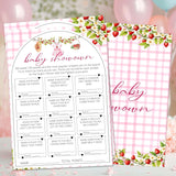 Sweet Berry Baby Shower Games, Baby Showdown Activity Cards For Party Decorations Favors, Pink Strawberry Gender Reveal Party Game For 25 Guests - B10