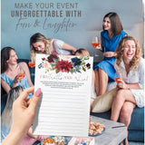 2 Truths And 1 Lie Navy Burgundy 50 Pack Floral Bridal Wedding Shower Or Bachelorette Party Game - Fun And Interactive Icebreaker Activity For Guests