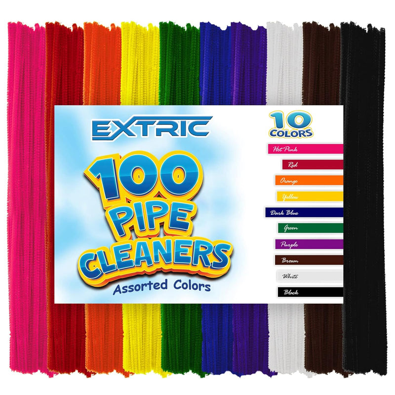 Pipe Cleaners- 100 Pc. Pipe Cleaner Assorted Colors 12” Chenille Stems, Pipe C