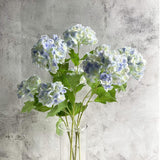 Artificial Snowball Viburnum 4 Pcs 26.8 In Graduated Blue Small Hydrangea 2 Head Natural Lifelike Real Touch Faux Latex Long Stem Vibernum Flower For Home Decoration Outdoor Wedding Deco