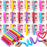 50 Sets Valentine‘S Day Cards With Pop Tubes Valentines Party Gifts Cards Stress Relief Fidget Gifts For Non Candy Exchange