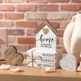 6 Pcs Valentines Decorations For Home Rustic Valentines Wood Block Set Farmhouse Book Stacks Wood Signs Table Centerpiece With Heart Blocks For Valentine'S Day Table Shelf Tiered Tray Decor