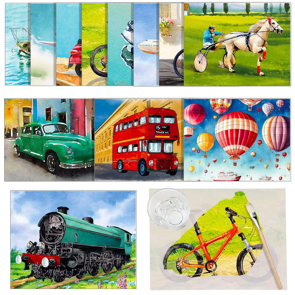 20 Pcs Dementia Products For Elderly Reusable Water Painting Toys With 1 Painting Brush Dementia Activities Vehicles Themed Water Doodle Coloring Set For Patients Gifts Coloring Games