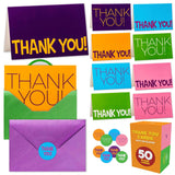 50 Pack Thank You Cards With Envelopes And Stickers, 4 X 6 Inch Blank Kids Thank You Notes | Appreciation Cards, Bulk Boxed Set For Students From Teachers, Birthdays, Small Business