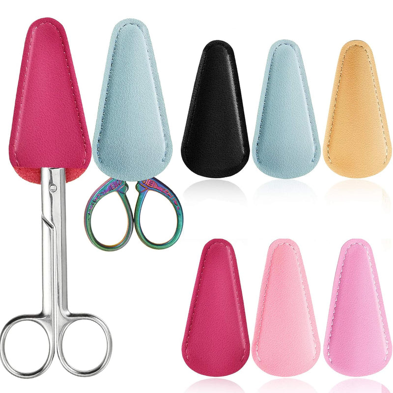 6 Pieces Scissors Sheath Safety Leather Scissors Cover Protector Color