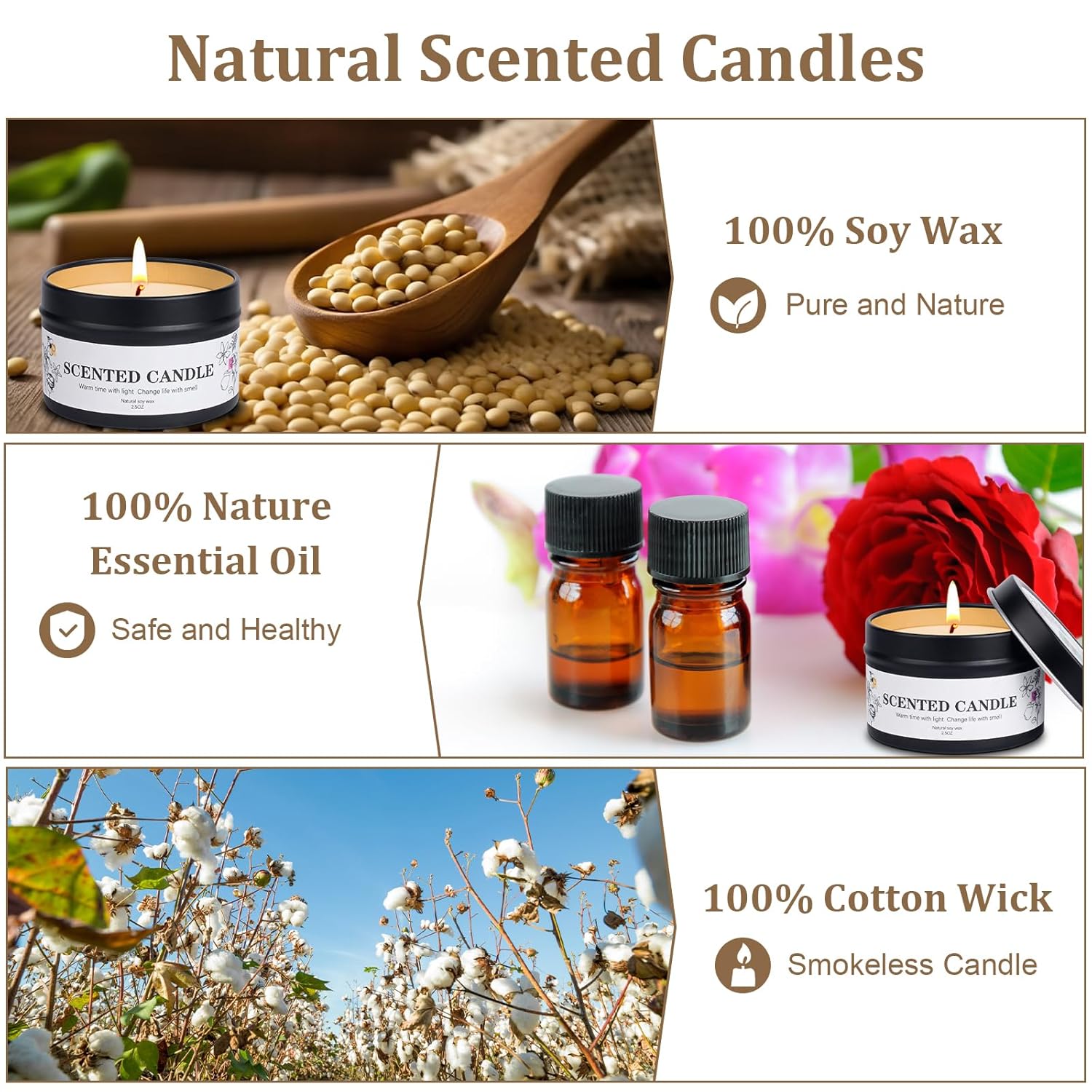 Scented Candles For Women And Men, 6 Pack Aromatherapy Candles For Home Scented, Natural Soy Jar Candle Bulk Gift Set For Christmas Birthday Thanksgiving Mother Coworker