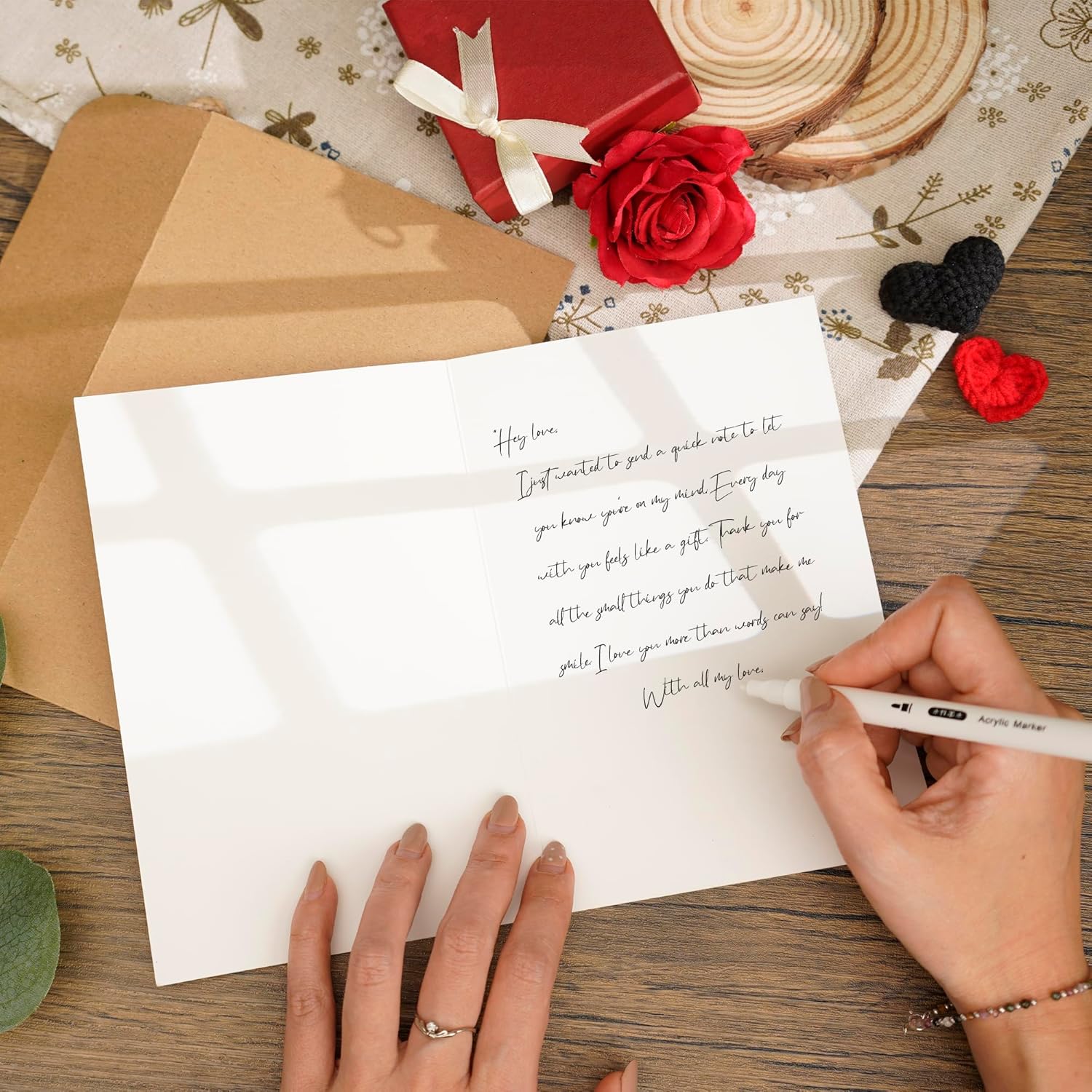 Valentines Day Card, Valentines Day Gifts For Him, Love Notes Card With Mini Heart Crochet, Romantic Valentine’S Day Card For Girlfriend, Boyfriend, Wife Or Husband, Long Distance Relationship