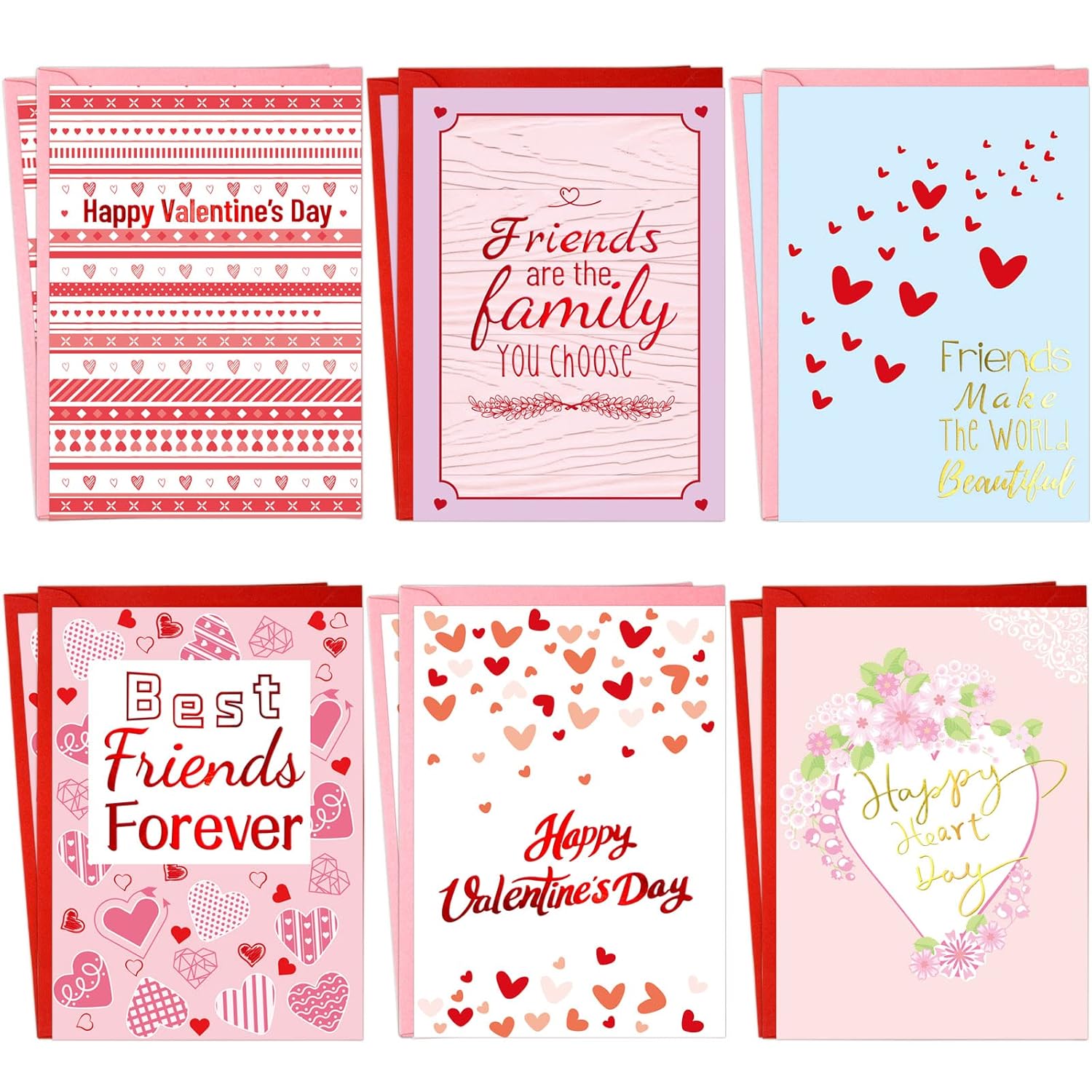 Valentines Cards With Envelopes 12 Foil Embellishment Friends Cards Blank Inside