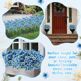 100 Bundles Violet Artificial Flowers, Uv Resistant Faux Silk Flowers Outdoor, Fake Violet Bulk For Front Porch Hanging Garden Courtyard Farmhouse Home (Gradient Blue)