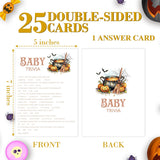 Halloween Baby Shower Games, Trivia Game Cards, 5X7 In, Halloween Baby Shower Party Favor Decorations Supplies - A05