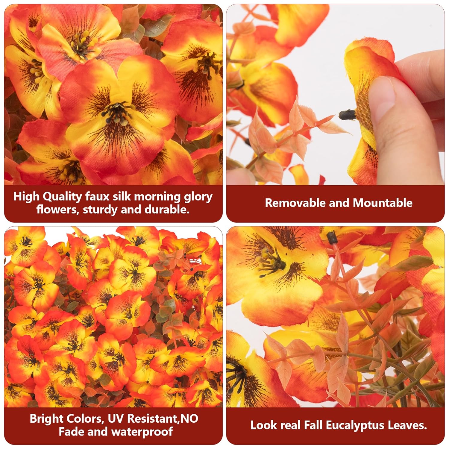 Artificial Flowers Fake Fall Plants For Outside Winter Chrsitmas Decoration, 12 Bundles Silk Fall Mums With Eucalyptus Leaves Fake Plants For Autumn Porch And Home Patio Yard Weeding Decor
