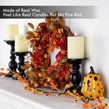 Flameless Led Pillar Candles With Timer For Wreath, Battery Operated Rustic Wax Candles With Remote For Christmas, 8 Batteries Included - Set Of 4 (D 3" X H 4") - Ivory