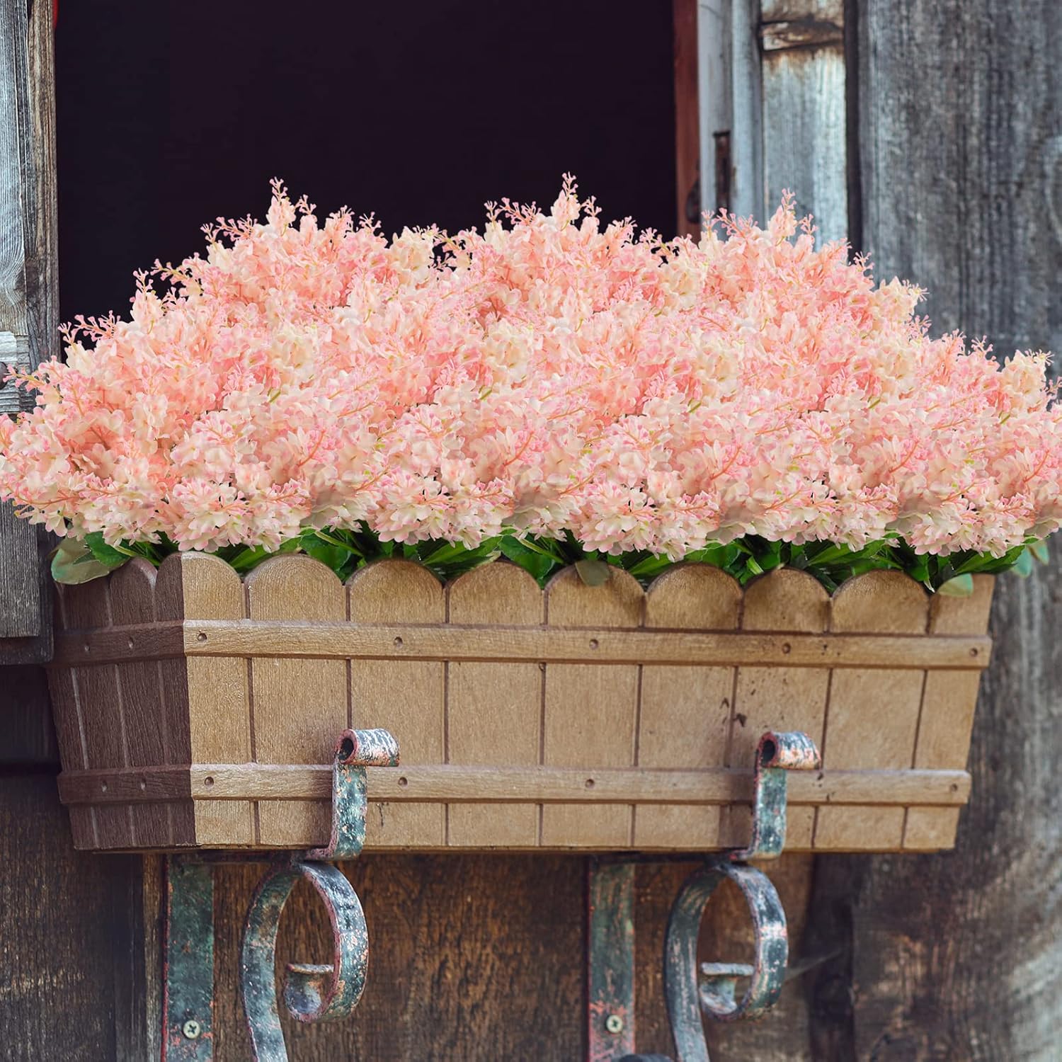 6Pcs Artificial Fake Silk Wisteria Flowers, 13.7'' Faux Hyacinth Flowers For Home Garden Outdoor Cemetery Grave Fences Spring Summer Decor Floral Arrangements, Pink