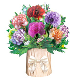 Pop Up Flower Bouquet Card, Carnation Paper Bouquet, 12 Inch 3D Pop Up Birthday Cards,Thank You Cards,Anniversary Card,Greeting Cards For Women Mom Girls,Blank Notecard And Envelope