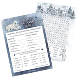 Polar Bear Winter Baby Shower Party Games - Who Knows Mommy Best And Word Search (2 Game Bundle) - 20 Cards, Baby It'S Cold Outside