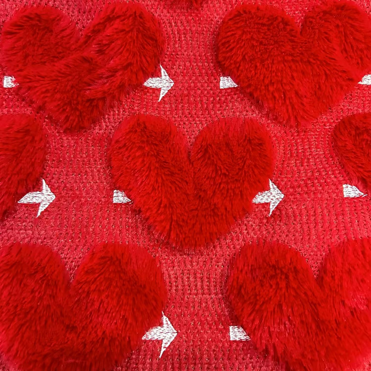 2 Pack Plush Faux Fur Valentines Day Pillow Covers 3D Embroidered Heart Pillow Covers For Decorations Gifts(16×16 In)